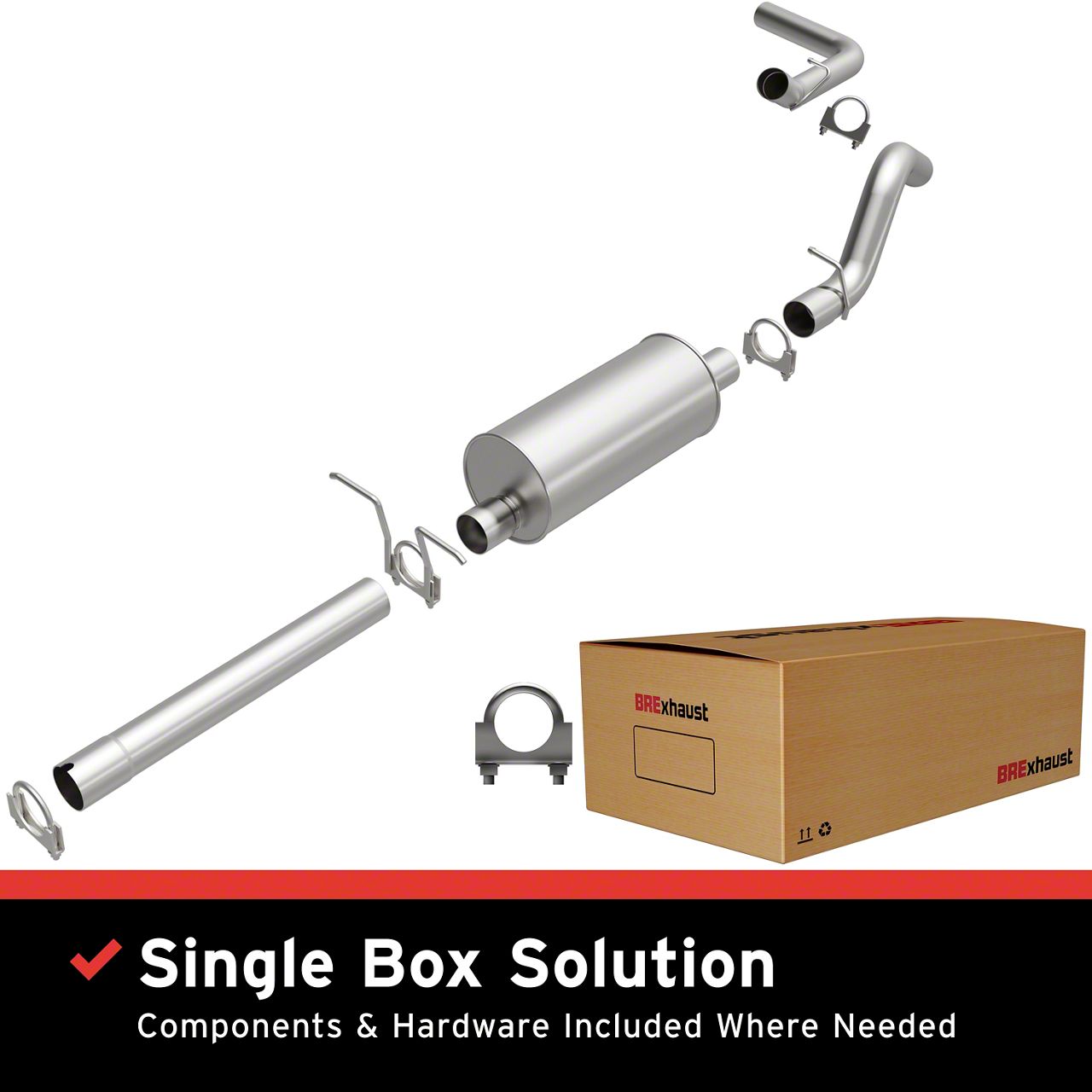 BRExhaust Dakota CuttoFit Single Exhaust System; Side Exit 1060212 (9799 5.2L Dakota) Free