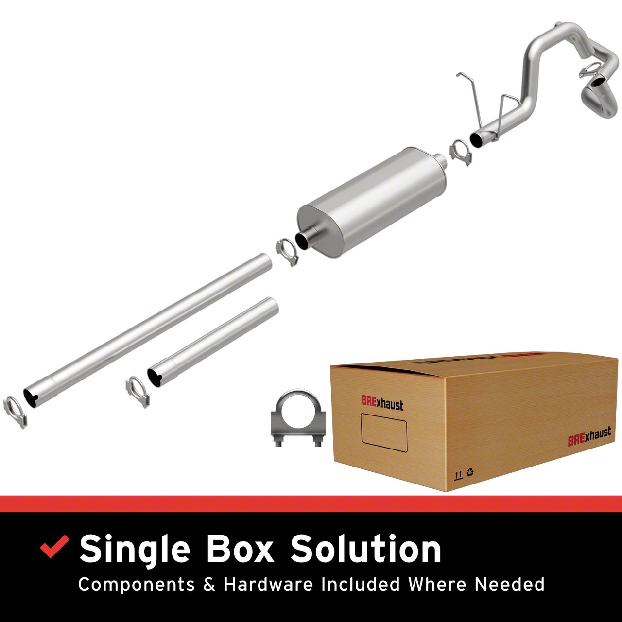 BRExhaust Cut-to-Fit Single Exhaust System; Side Exit (98-03 5.4L F-150, Excluding Supercharged)