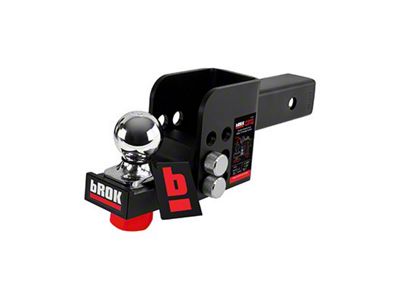 bROK 2-Inch Receiver Flip Mount Adjustable Hitch Ball Mount with 2-Inch Ball; 3.50-Inch Drop (Universal; Some Adaptation May Be Required)