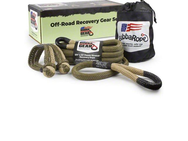 A Rope Rager Bubba Rope Ranger 3/4-Inch x 20-Foot Recovery Gear Set with Desert Tan ...