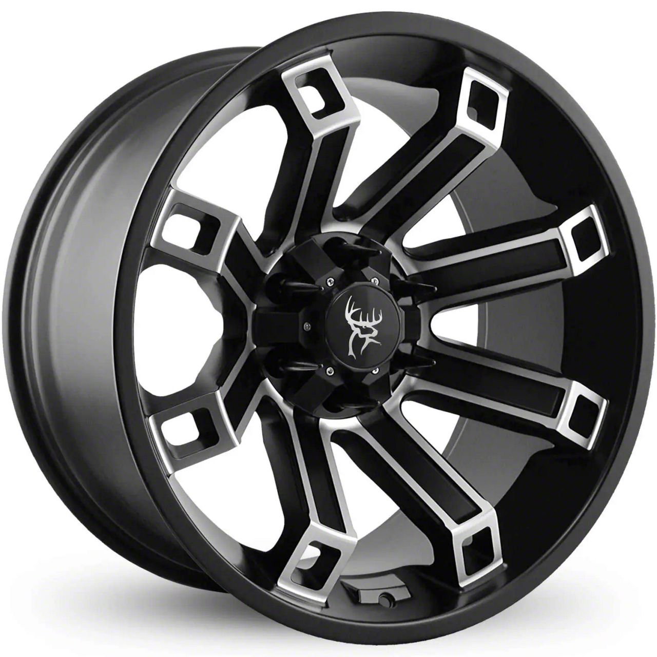 20 Point Rims Buck Commander Yukon Hollow Point Satin Black Machined Face 6-Lug Wheel ...