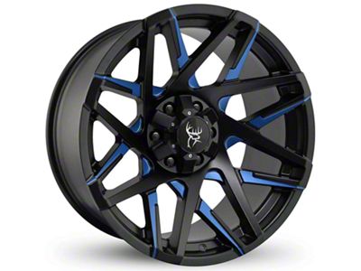 Buck Commander Canyon Satin Black Milled Face with Blue Clear Wheel; 20x10; -25mm Offset (14-18 Silverado 1500)