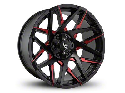 Buck Commander Canyon Satin Black Milled Face with Red Clear 6-Lug Wheel; 20x10; -25mm Offset (15-20 Yukon)