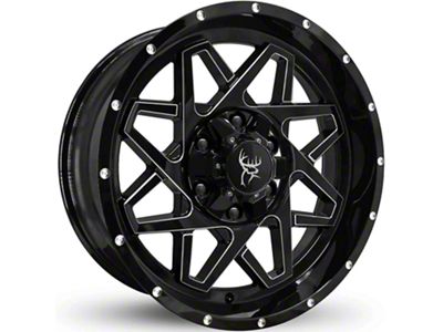 Buck Commander Gridlock Gloss Black with Milling Wheel; 20x10; -40mm Offset (99-06 Sierra 1500)