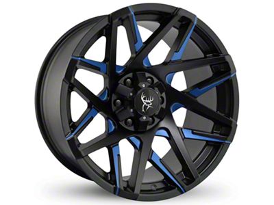Buck Commander Canyon Satin Black Milled Face with Blue Clear 6-Lug Wheel; 20x10; -25mm Offset (99-06 Silverado 1500)