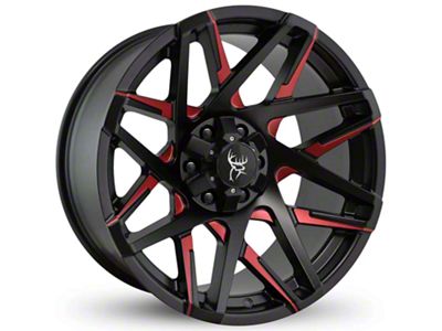 Buck Commander Canyon Satin Black Milled Face with Red Clear Wheel; 20x9; 0mm Offset (19-24 RAM 1500)
