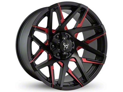 Buck Commander Canyon Satin Black Milled Face with Red Clear 6-Lug Wheel; 20x9; 0mm Offset (19-25 Silverado 1500)