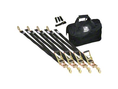 Bulldog Winch 2-Inch x 8-Foot Ratcheting Tie-Down Strap Kit; 9-Piece