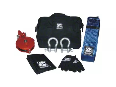 Bulldog Winch 12,000 lb. Winch Rigging and Snatch Block Kit with Recovery Strap; 7-Piece (Universal; Some Adaptation May Be Required)