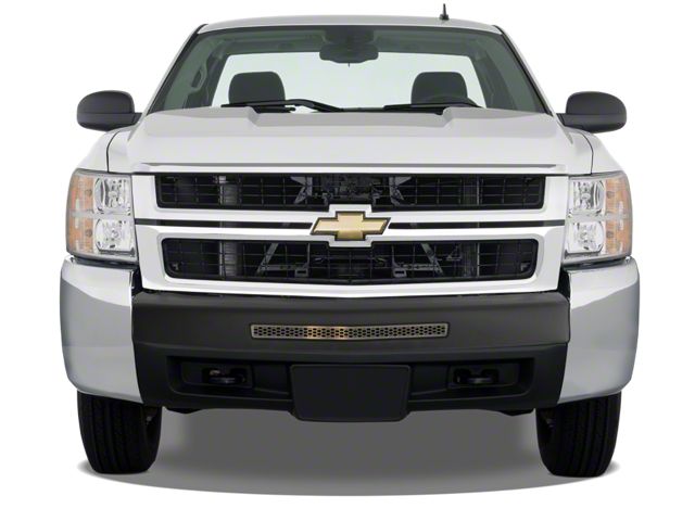 Front Bumper Center Section Cover with Bumper Air Intake Opening and Grille Insert; Matte Black (07-13 Silverado 1500)