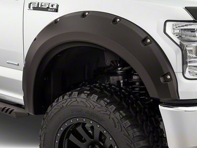 Bushwacker Max Coverage Pocket Style Fender Flares; Front and Rear; Matte Black (15-17 F-150, Excluding Raptor)