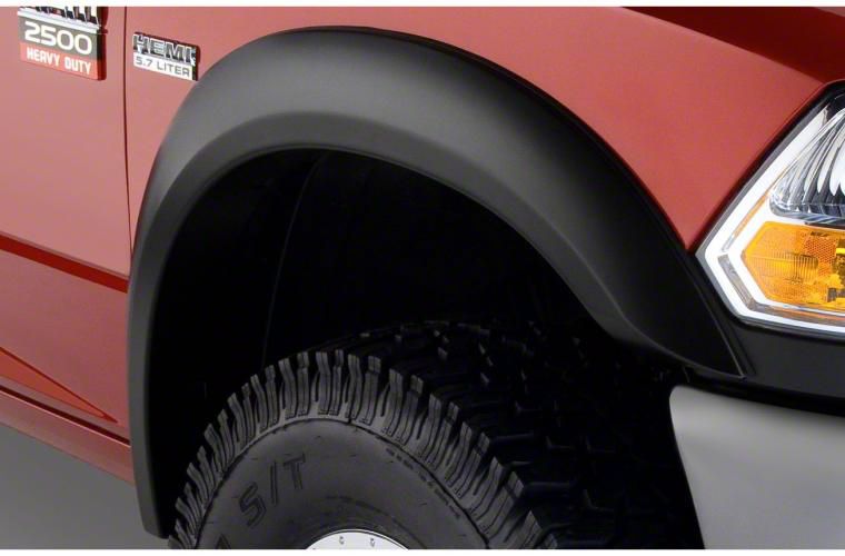 02-09 Dodge RAM Fender Flares, Black Grain Textured Pocket Style, 4pc Set With Rivets & Hardware