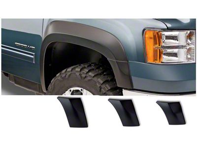 Bushwacker Extend-A-Fender Flares; Front; Matte Black (07-14 Sierra 2500 HD)