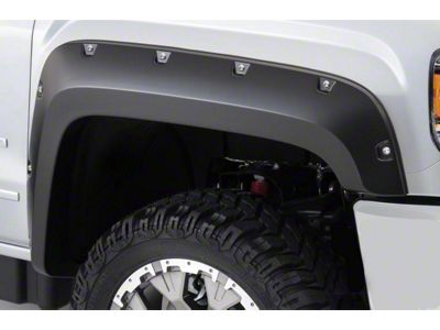 Bushwacker Pocket Style Fender Flares; Front and Rear; Onyx Black (17-19 Sierra 2500 HD)