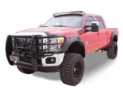 Bushwacker Cut-Out Fender Flares; Front; Matte Black (07-14 Sierra 3500 HD)