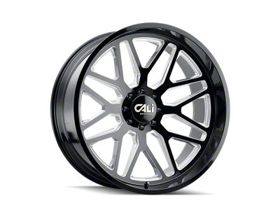 Cali Off-Road Invader Gloss Black Milled 8-Lug Wheel; 20x12; -51mm Offset (01-06 Silverado 2500 HD)
