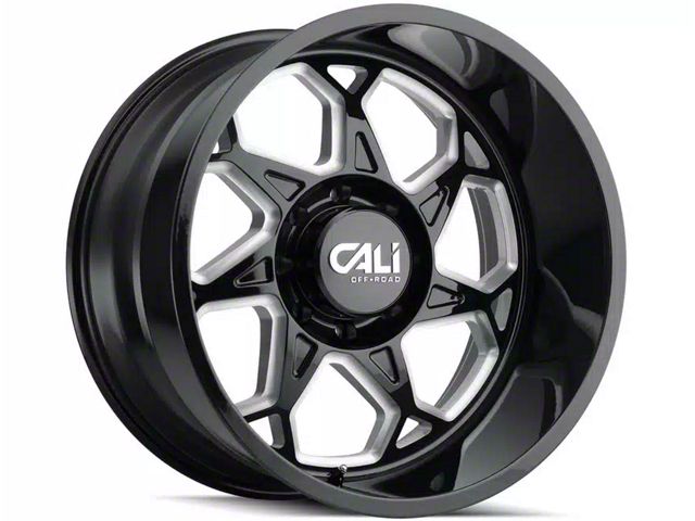 Cali Off-Road Sevenfold Gloss Black Milled 6-Lug Wheel; 22x12; -51mm Offset (07-14 Yukon)