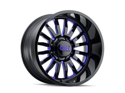 Cali Off-Road Summit Gloss Black Milled with Prism Blue 8-Lug Wheel; 20x12; -51mm Offset (08-10 F-250 Super Duty)