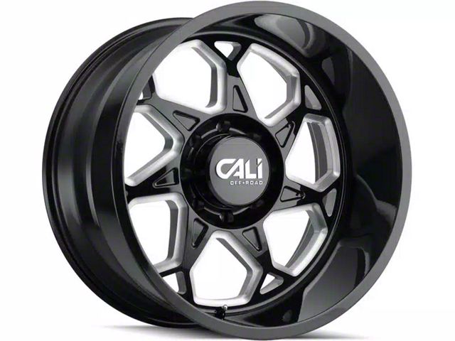 Cali Off-Road Sevenfold Gloss Black Milled 6-Lug Wheel; 20x9; -12mm Offset (14-18 Silverado 1500)