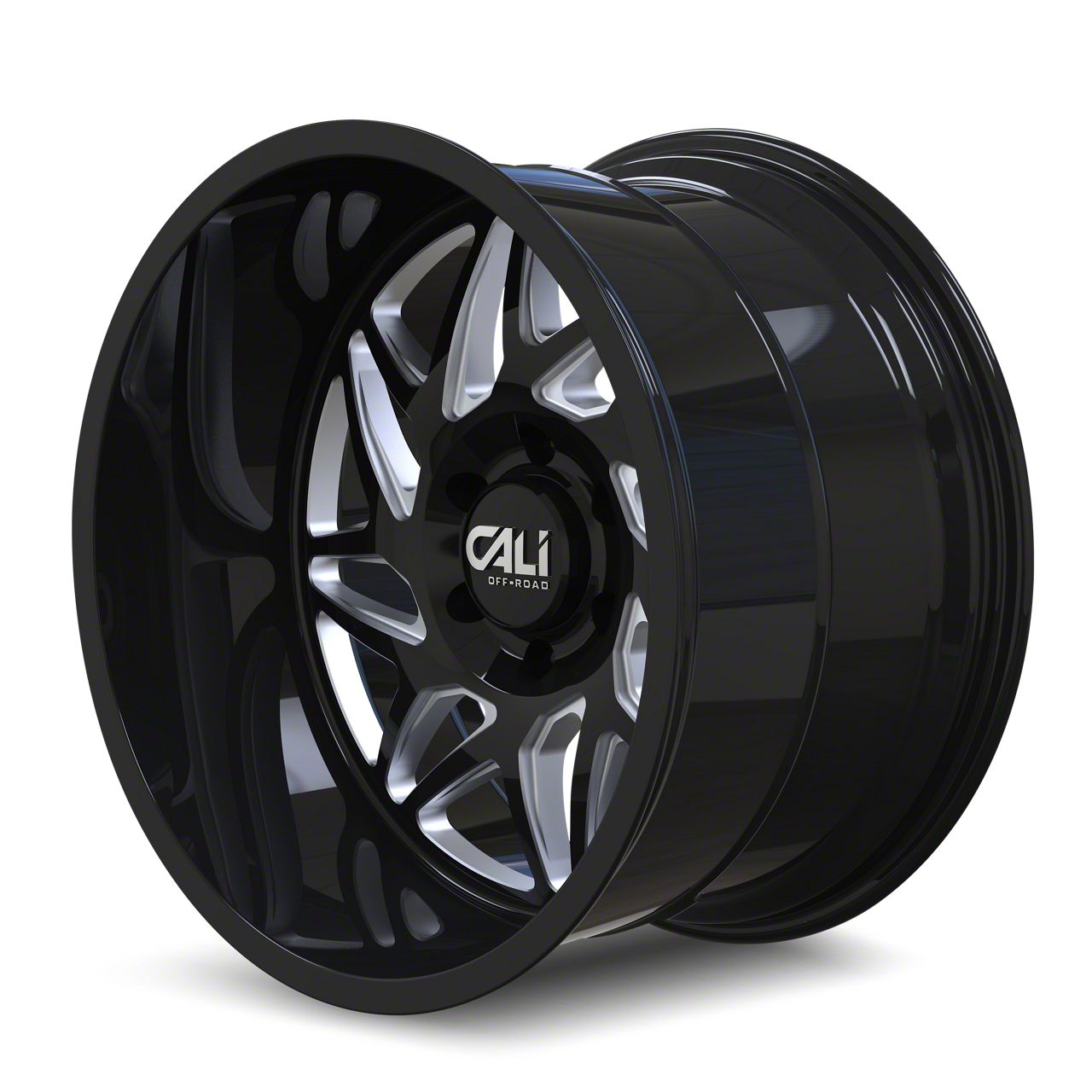 Cali Off-Road Canyon Gemini Gloss Black Milled 6-Lug Wheel; 20x12