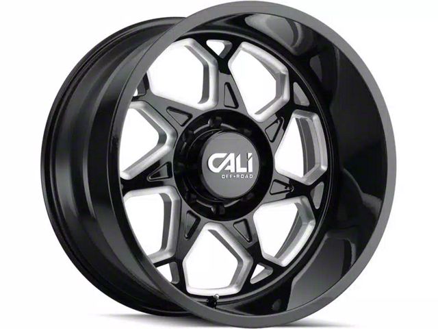 Cali Off-Road Sevenfold Gloss Black Milled 6-Lug Wheel; 20x9; 0mm Offset (21-24 F-150)