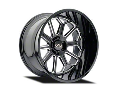 Cali Off-Road Auburn Gloss Black Milled 6-Lug Wheel; 24x14; -76mm Offset (19-26 Sierra 1500)