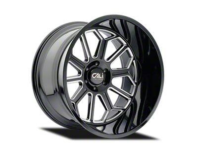 Cali Off-Road Auburn Gloss Black Milled 6-Lug Wheel; 24x14; -76mm Offset (19-24 Sierra 1500)