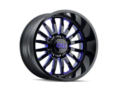 Cali Off-Road Summit Gloss Black Milled with Prism Blue 8-Lug Wheel; 20x9; 0mm Offset (07-10 Sierra 3500 HD SRW)