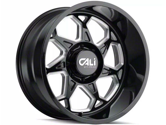 Cali Off-Road Sevenfold Gloss Black Milled 6-Lug Wheel; 22x12; -51mm Offset (21-24 Yukon)