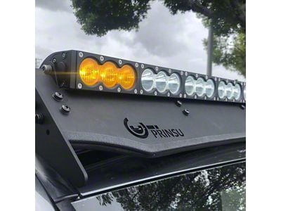 Cali Raised LED Dual Function LED Light Bar with Tall Dual Function Switch and Prinsu Roof Rack Mounting Bracket Kit (Universal; Some Adaptation May Be Required)