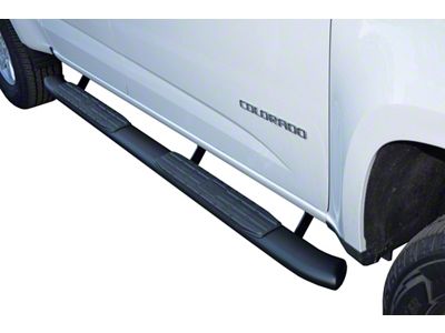 4-Inch Oval 4X Series Side Step Bars; Textured Matte Black (15-25 Canyon Crew Cab)