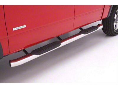 5-Inch Oval Curved Nerf Side Step Bars; Polished Stainless (15-22 Canyon Crew Cab)
