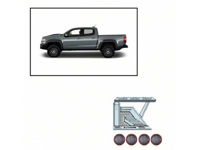 Armour II Roll Bar with 5.30-Inch Red Round Flood LED Lights and Basket; Black (15-25 Canyon)