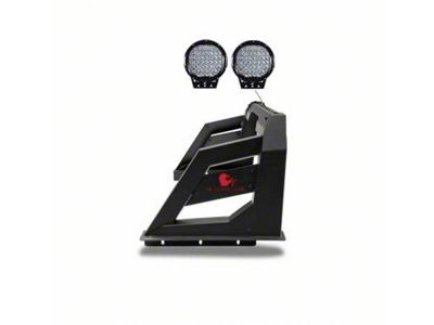 Armour Roll Bar with 9-Inch Black Round LED Lights; Black (15-25 Canyon)