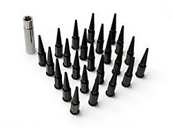 Black Spike Lug Nuts for Aftermarket Wheels; M14x1.5; Set of 24 (15-26 Canyon)