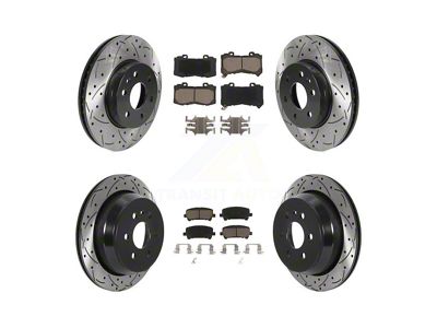 Drilled and Slotted 6-Lug Brake Rotor and Ceramic Pad Kit; Front and Rear (15-20 Canyon)