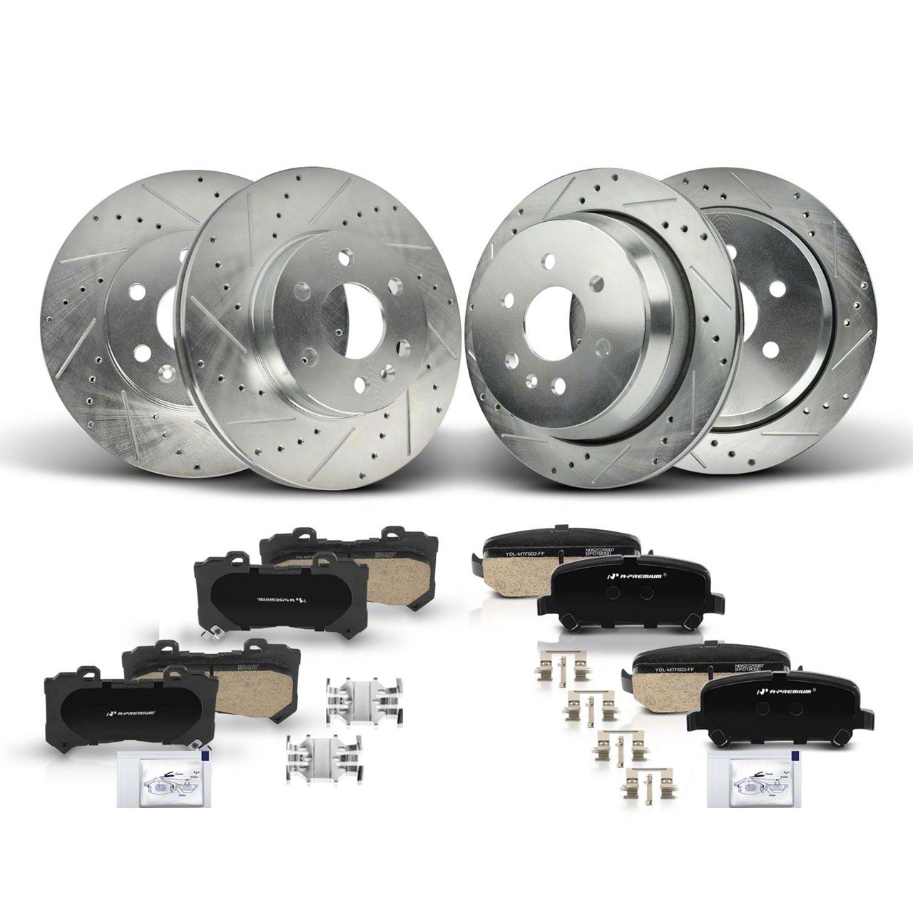 Canyon Drilled and Slotted 6-Lug Brake Rotor and Pad Kit; Front