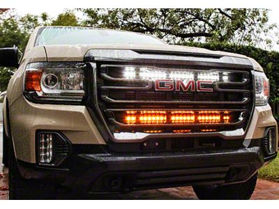 Dual 30-Inch White LED Light Bars with Grille Mounting Brackets (21-22 Canyon)