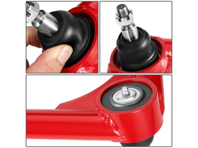 Front Upper Control Arms for 2 to 4-Inch Lift; Black/Red (15-22 Canyon)