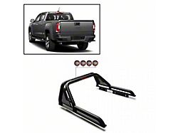 Gladiator Roll Bar with 5.30-Inch Red Round Flood LED Lights; Black (15-25 Canyon)