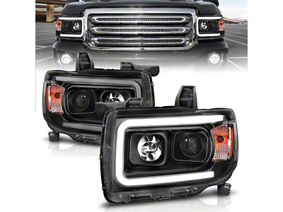 Plank Style Projector Headlights; Black Housing; Clear Lens (15-18 Canyon)