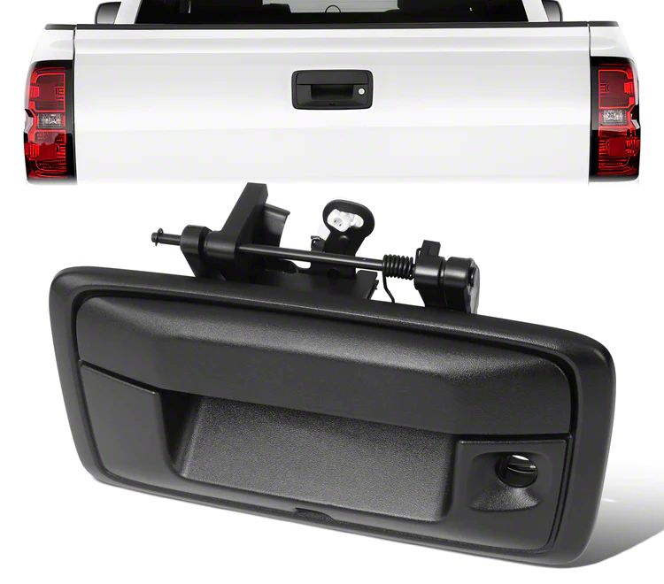 thumbnail interactive-video image 1 of TRQ Tailgate Handle & Bezel Kit With Lock & Camera Hole – Textured Black For GM Sierra/Silverado 1 of 3