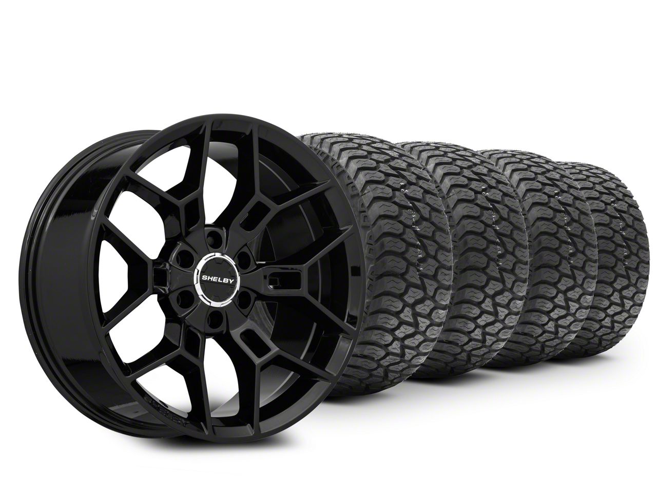 22×9.5 Carroll Shelby Wheels CS45 & 33in AMP All-Terrain Terrain Attack A/T A Tire Package (15-20 F-150)