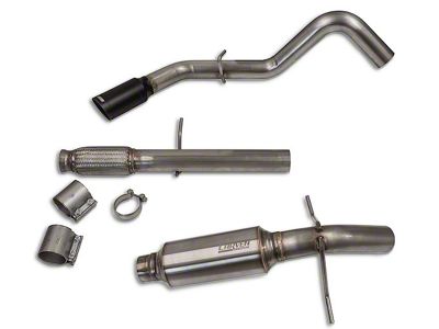 Carven Exhaust Competitor Series Single Exhaust System with Black Tip; Side Exit (10-18 4.3L Sierra 1500)