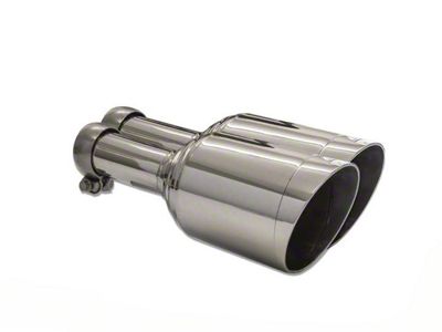 Carven Exhaust Angled Cut Rolled End Round Exhaust Tip; 5-Inch; Polished (09-18 5.7L RAM 1500 w/ Factory Dual Exhaust)