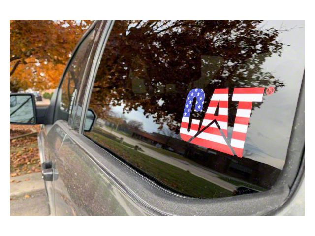 CAT 5-Inch Vinyl Decal; American Flag (Universal; Some Adaptation May Be Required)