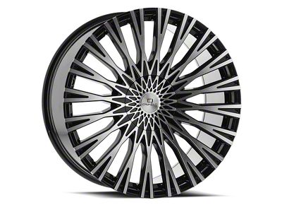 Cavallo CLV-40 Gloss Black and Machined 5-Lug Wheel; 22x9.5; 15mm Offset (94-01 RAM 1500)