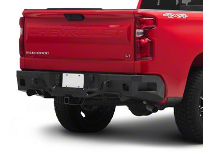 Chassis Unlimited Octane Series Rear Bumper; Not Pre-Drilled for Backup Sensors; Black Textured (19-24 Silverado 1500)