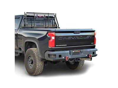 Chassis Unlimited Attitude Series Rear Bumper; Pre-Drilled for Backup Sensors; Black Textured (20-25 Silverado 3500 HD)