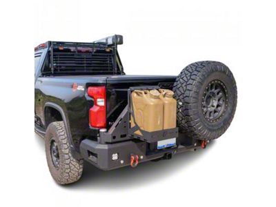 Chassis Unlimited Octane Series Dual Swing Rear Bumper; Pre-Drilled for Backup Sensors; Black Textured (20-25 Silverado 3500 HD)
